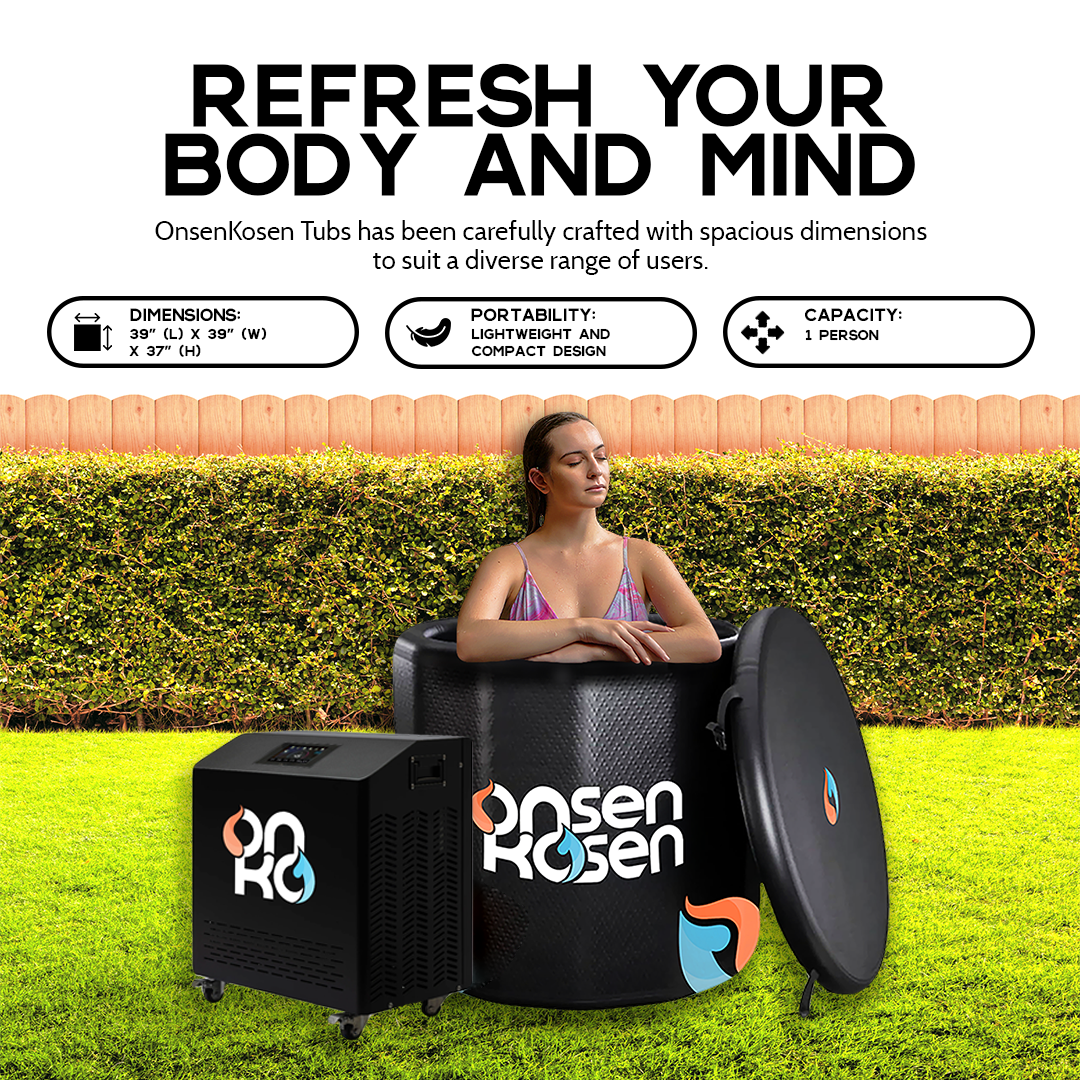 OnsenKosen Atami 1 Person Therapy Tub with Pro 2HP Dual Chiller/Heater